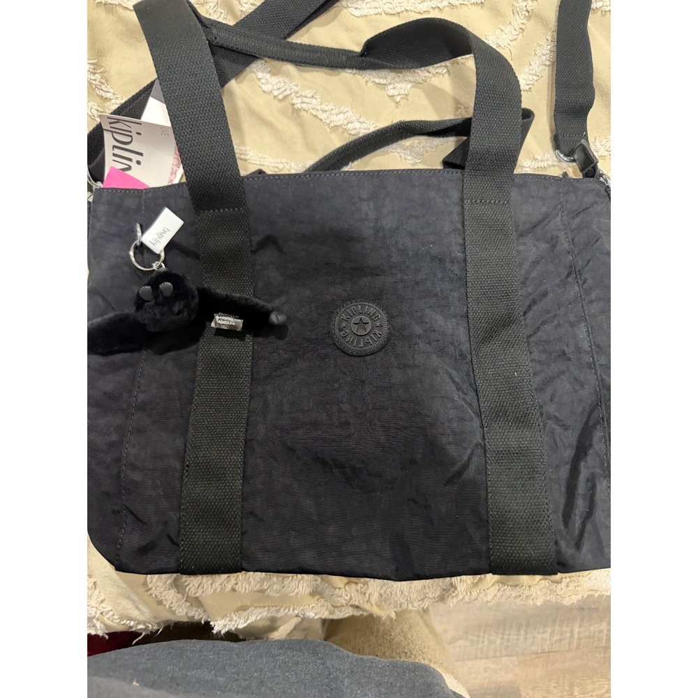 kipling black‎ tote bag with ape charm NWT